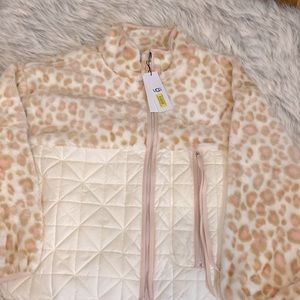 Ugg faux fur pink leopard jacket, brand new